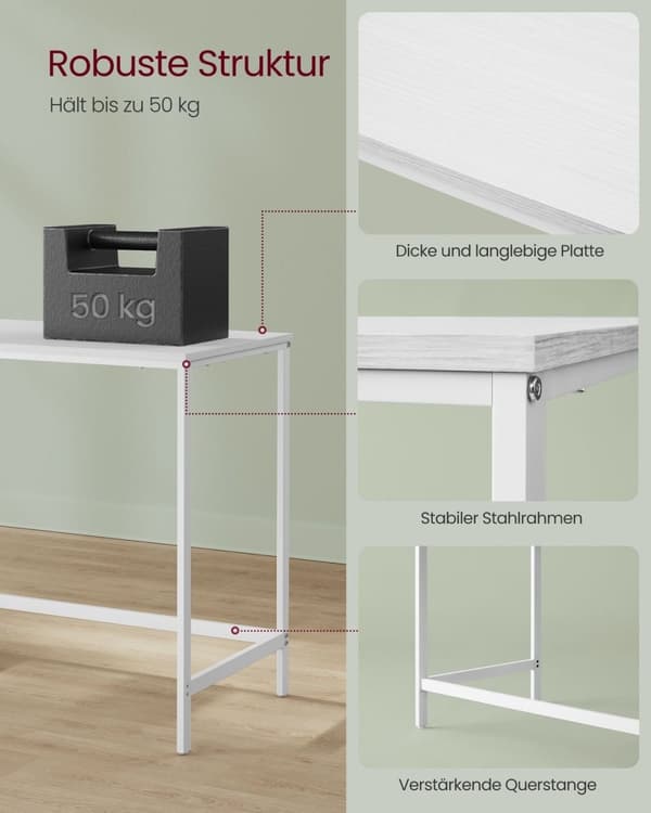 Rootz Maple White Desk - Kirjoituspöytä - Työpöytä - Lastulevy ja teräs - 50cm x 100cm x 76cm