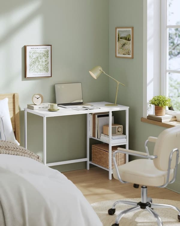 Rootz Maple White Desk - Kirjoituspöytä - Työpöytä - Lastulevy ja teräs - 50cm x 100cm x 76cm