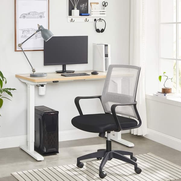 Rootz Elektrisk Højdejusterbar Hvid Bordramme - Sit-Stand Skrivebord - Motoriseret skrivebord - Stål - Kontinuerlig højdejustering - (115-147) x 60 x