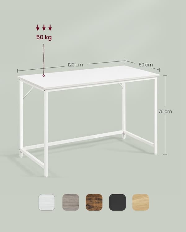 Rootz Modern Desk - Kirjoituspöytä - Työpöytä - Lastulevy ja teräs - 60cm x 120cm x 76cm