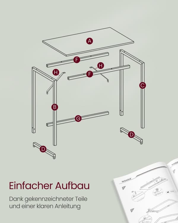 Rootz Modern Desk - Kirjoituspöytä - Työpöytä - Lastulevy ja teräs - 60cm x 120cm x 76cm