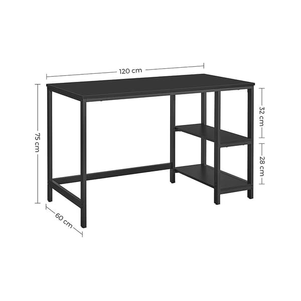 Sort skrivebord med 2 hylder