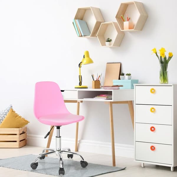 Snurrstol för barn - hjh OFFICE - FANCY II - Rosa - konstläder