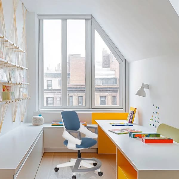 Snudden stol för barn - hjh OFFICE - KID FLEX - Blå Grå - Tyg