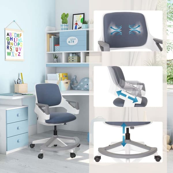 Snudden stol för barn - hjh OFFICE - KID FLEX - Blå Grå - Tyg