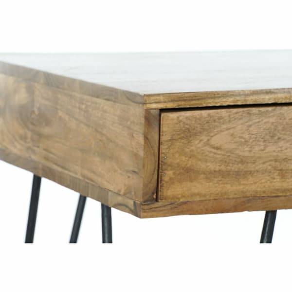 Skrivbord DKD Home Decor 115 x 55 x 76 cm Naturell Svart Metall