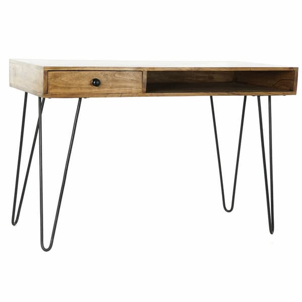 Skrivbord DKD Home Decor 115 x 55 x 76 cm Naturell Svart Metall