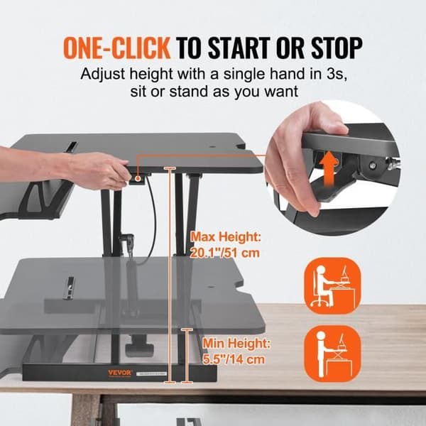 Arbetsstation - VEVOR - Höjdjusterbar stående skrivbordskonverter 91,5cm