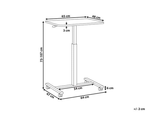 Manuellt Justerbart Mobilt Laptopbord Mörkt Trä Stålram 65 x 48 cm Sitt och Stå Modern Design Kontor