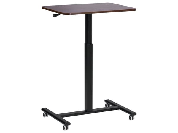 Manuellt Justerbart Mobilt Laptopbord Mörkt Trä Stålram 65 x 48 cm Sitt och Stå Modern Design Kontor