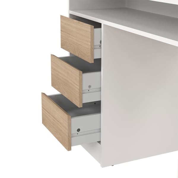 FunctionPlus skrivbord 1 hylla, 1 dörr, 3 lådor vit, ek-dekor.