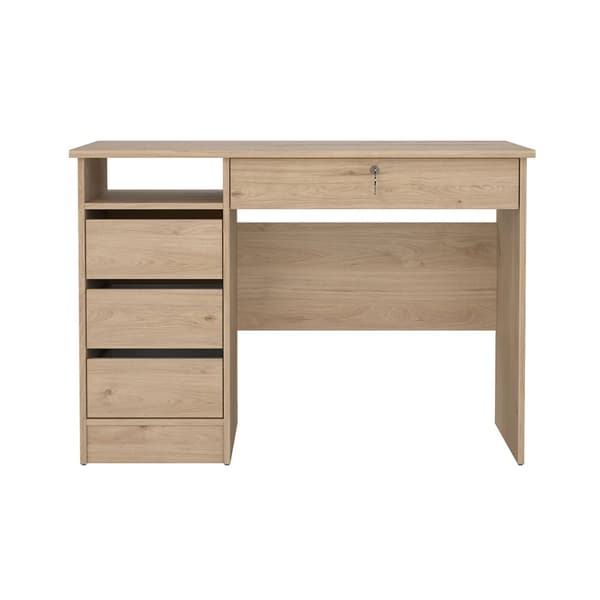 FunctionPlus skrivebord 1 hylde, 4 skuffer eg dekor.