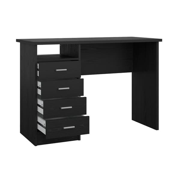 FunctionPlus skrivbord 4 lådor, 1 hylla svart ask-dekor.
