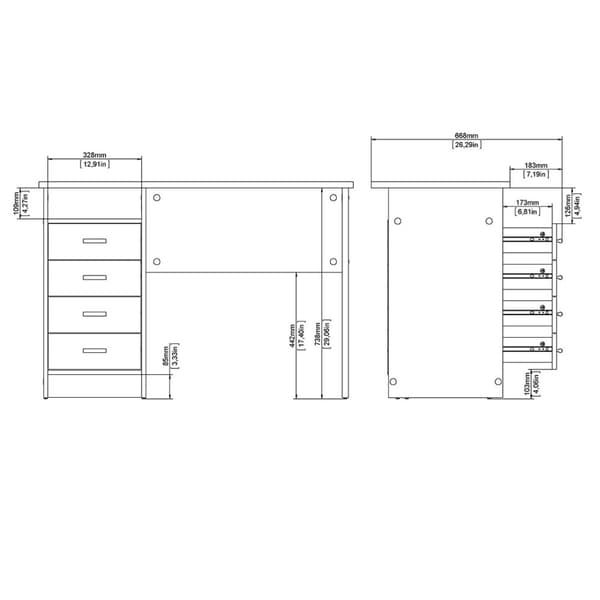 FunctionPlus skrivbord 4 lådor, 1 hylla mörk.