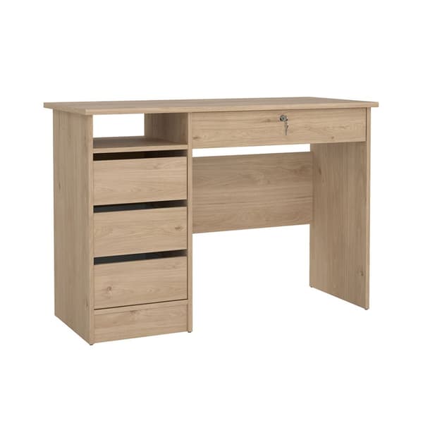 FunctionPlus skrivebord 1 hylle, 4 skuffer eik dekor.