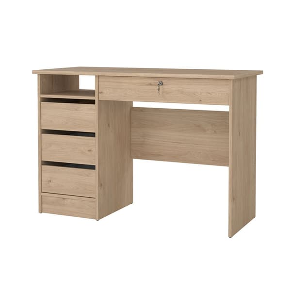 FunctionPlus skrivebord 1 hylle, 4 skuffer eik dekor.