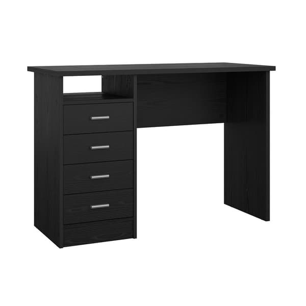FunctionPlus skrivebord 4 skuffer, 1 hylle sort ask dekor.