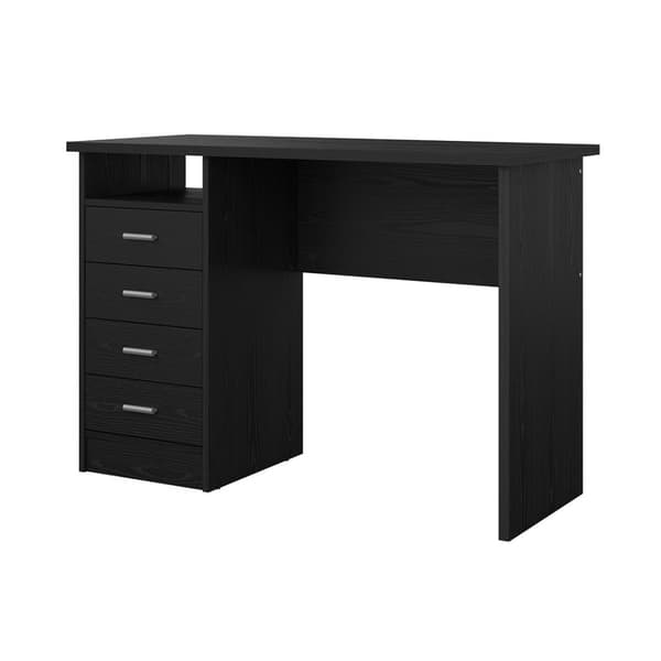 FunctionPlus skrivebord 4 skuffer, 1 hylle sort ask dekor.