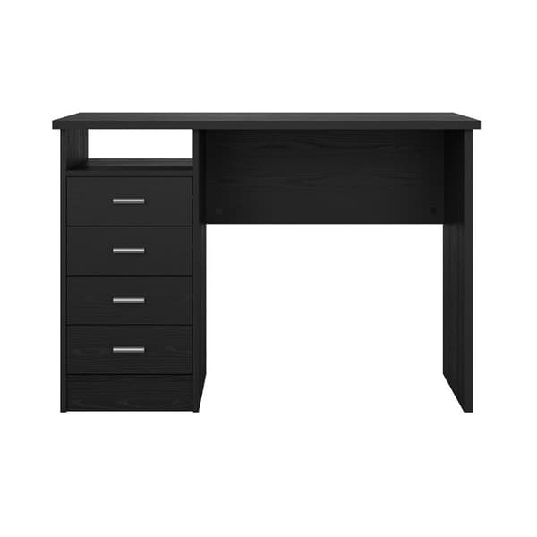 FunctionPlus skrivebord 4 skuffer, 1 hylle sort ask dekor.