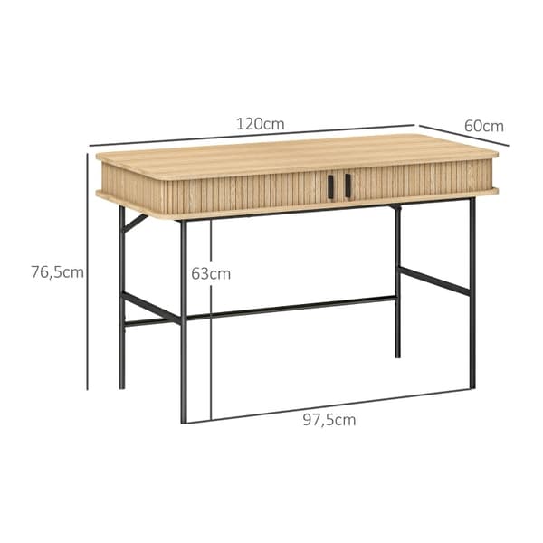 Rootz-pöytä - Tietokonepöytä - Toimistopöytä - Runsas työtila - 120 cm x 60 cm x 76,5 cm - Tammi ja musta viimeistely