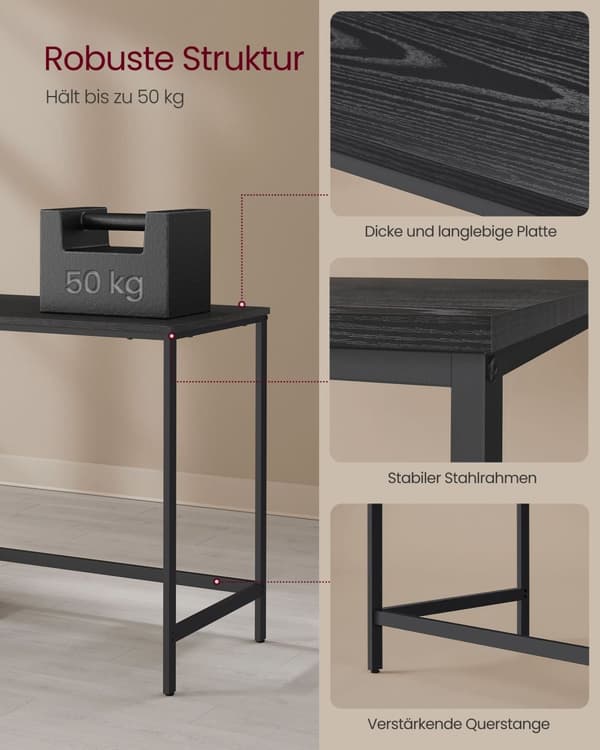 Bureau - 2 hyllyä - Ebbenzwart -teräsrunko