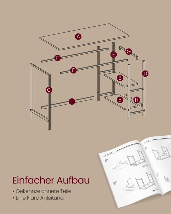 Bureau - 2 hyllyä - Ebbenzwart -teräsrunko