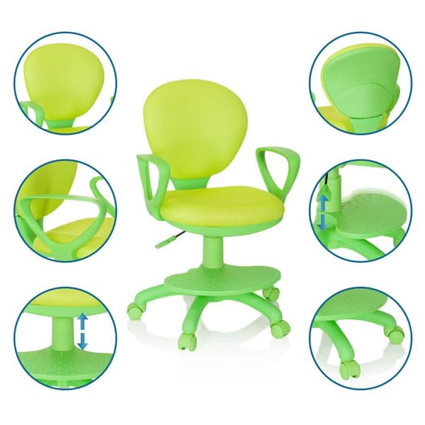 Svängbar stol för barn - hjh OFFICE - KID COLOUR - Grön - Tyg