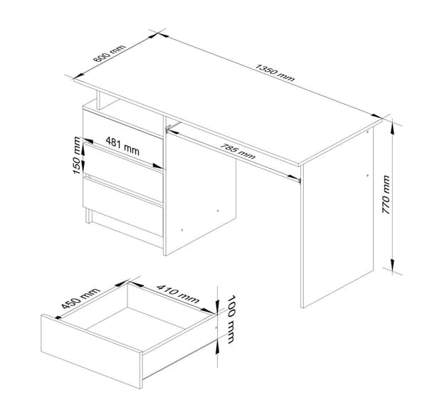 TYÖPÖYTÄ CLP 135cm Pähkinä
