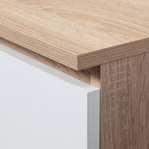 HÖGERSIDIGT BORD B16 124 cm VÄNSTER 3 LÅDOR EK SONOMA / VIT
