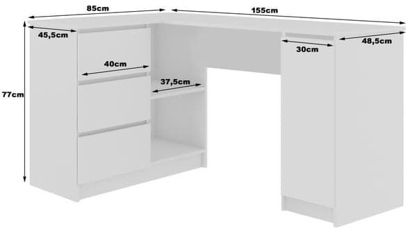 KULMAKIRJASTO B20 155 cm VASEN METALLIHOHTO
