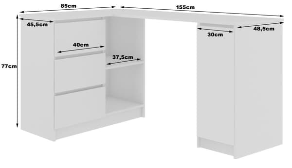 VASEMMA NURKAPÖYTÄ B20 155 cm VALKOINEN KIRKAS