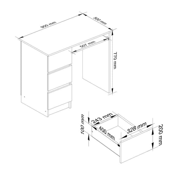 SKRIVEBORD A-6 CLP SONOMA VENSTRE