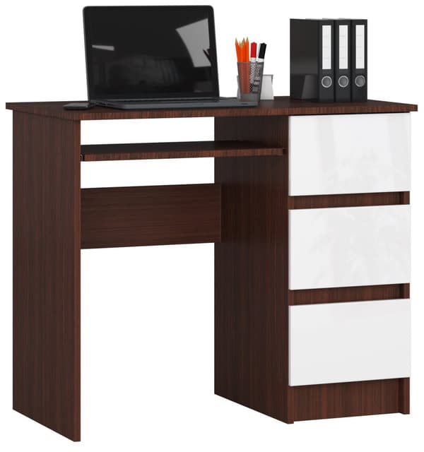 SKRIVEBORD A-6 CLP WENGE - HVID HØJRE