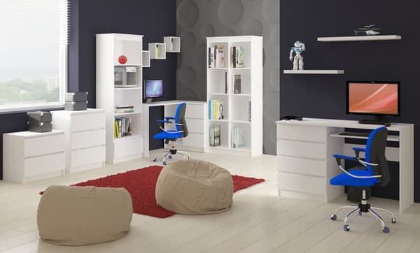 DATORBORD A-11 135 cm 6 LÅDOR VIT
