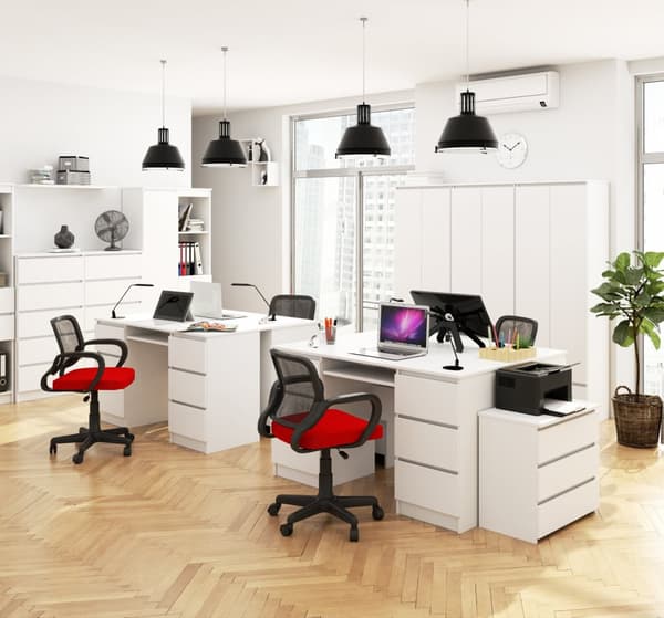 DATORBORD A-11 135 cm 6 LÅDOR VIT
