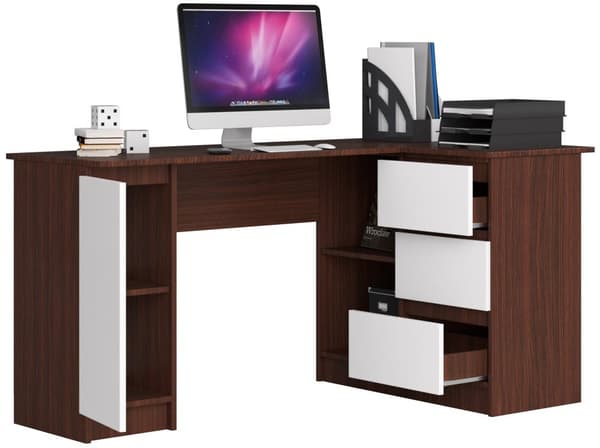 HÖGERSIDIGT VINKELBORD B20 CLP WENGE / VIT
