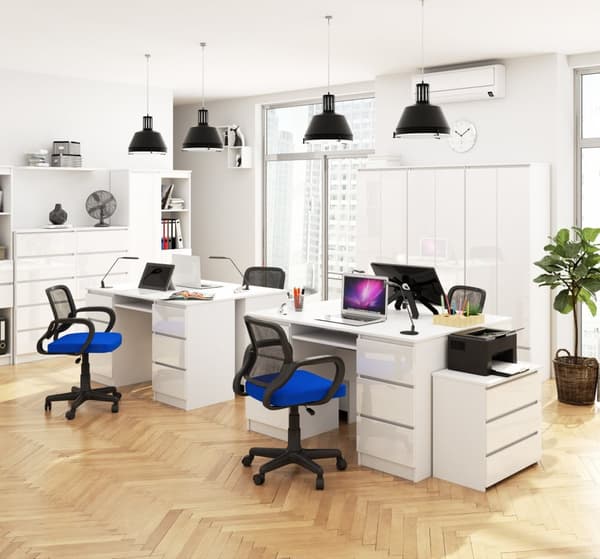 DATORBORD A-11 135 cm 6 LÅDOR VIT / VIT BLANK
