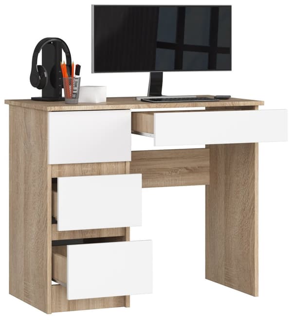 SKRIVEBORD A-7 CLP DÆRM SONOMA / HVID VENSTRE