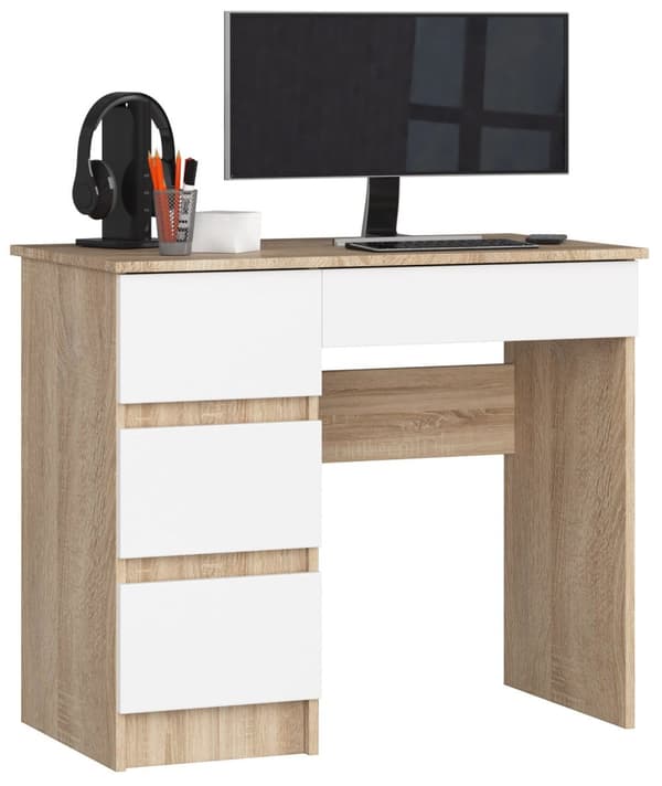 SKRIVEBORD A-7 CLP DÆRM SONOMA / HVID VENSTRE
