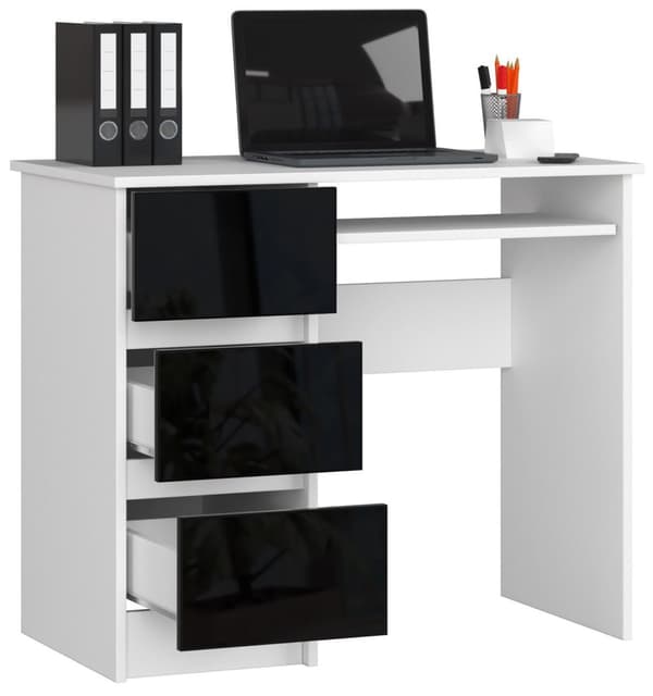 Skrivbord A-6 CLP Svart Blank Vänster