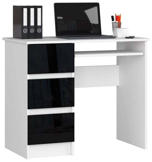 Skrivbord A-6 CLP Svart Blank Vänster