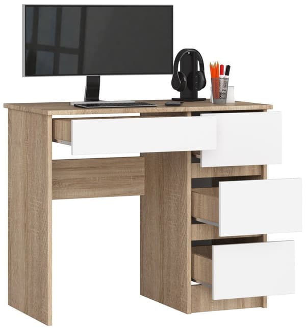 SKRIVEBORD A-7 CLP SONOMA / HVID HØJRE
