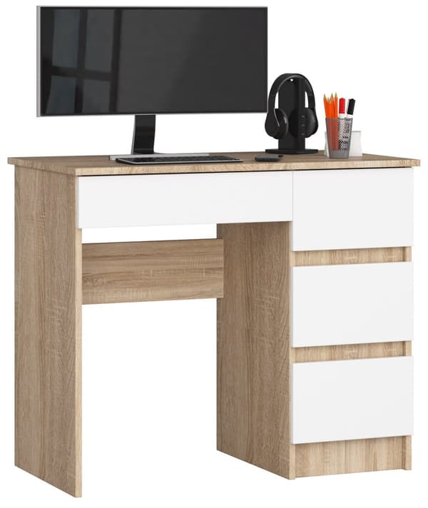 SKRIVEBORD A-7 CLP SONOMA / HVID HØJRE