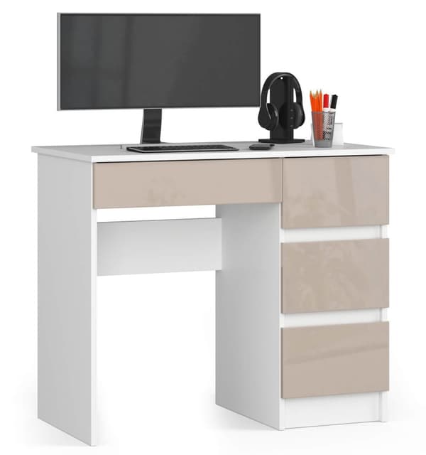 Computerbord A-7 90 cm højre - hvid-kapucin glans