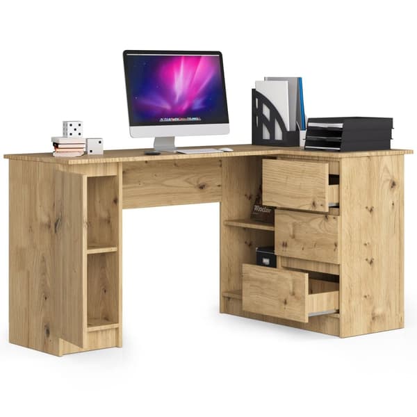 Hörnskrivbord B20 155 cm höger - artisan ek - 3 lådor