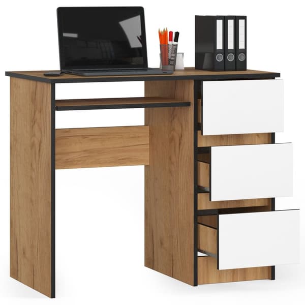 SKRIVEBORD A-6 CLP DÆRM CRAFT / HVIDE HØJRE