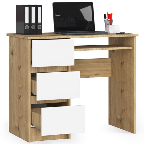 SKRIVEBORD A-6 CLP DÆMP ARTISAN / HVID VENSTRE