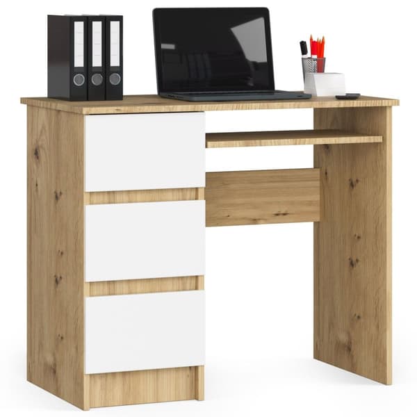 SKRIVEBORD A-6 CLP DÆMP ARTISAN / HVID VENSTRE