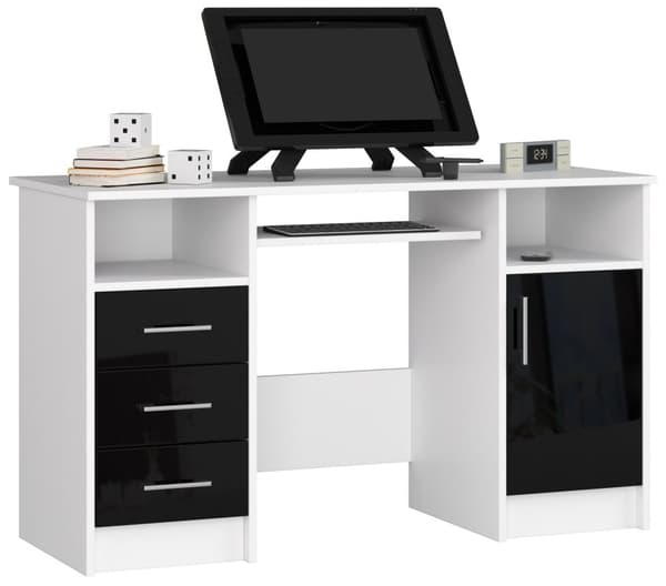 Skrivebord ANA HVID / SORT GLANS