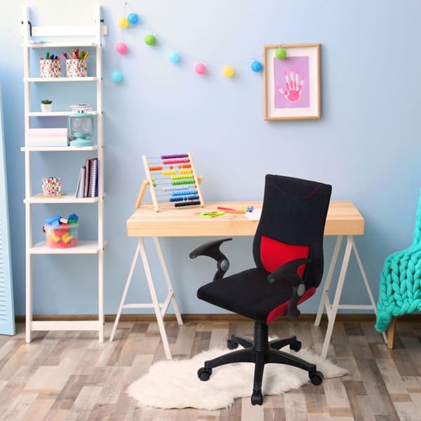 Snurrbar stol för barn - hjh OFFICE - KIDDY PRO AL - Svart/Röd - Tyg